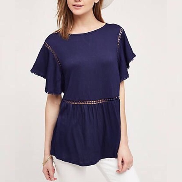 Anthropologie Tops - Anthropologie Paolina Flutter Sleeve Blouse Top